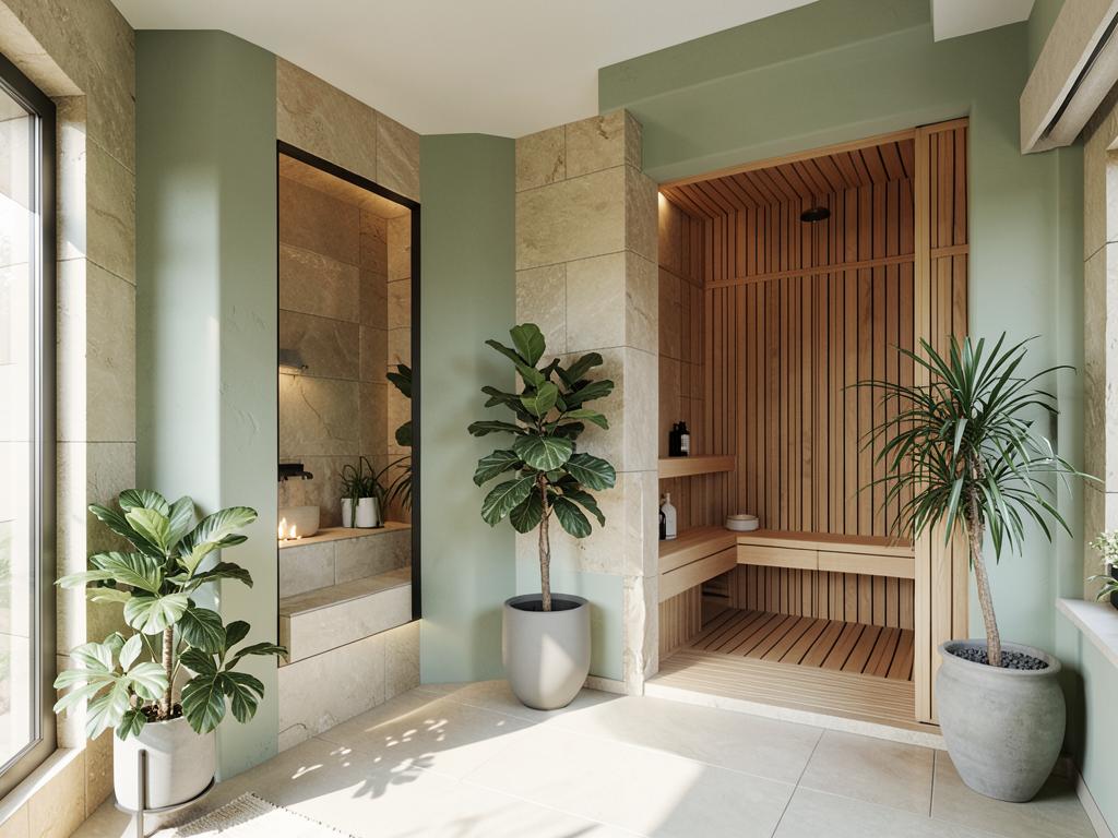 Spa with cedar sauna and stone finishes